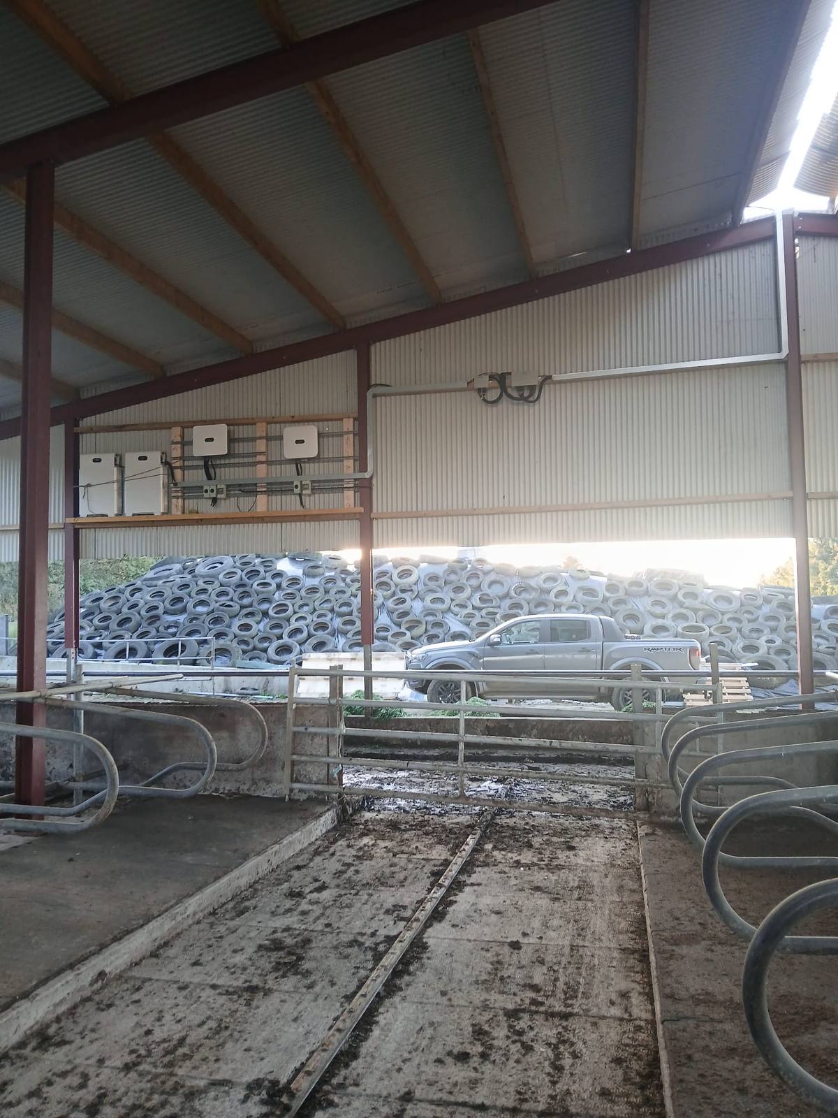 Inverters mounted in a cattle shed on a Co. Cork farm, installed by CTS Solar